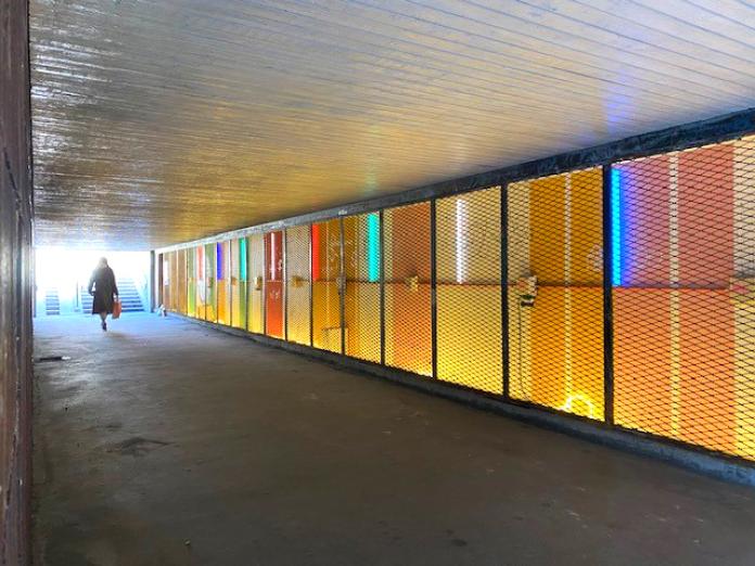 Tunnel under Amagerbrogade med lyskunst